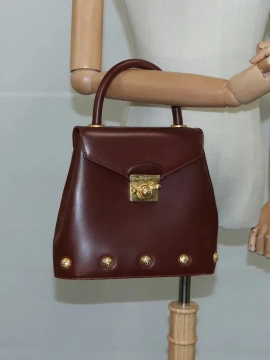 Salvatore Ferragamo Hand Bag Leather Brown Gold Auth mr885 - Picture 15 of 16